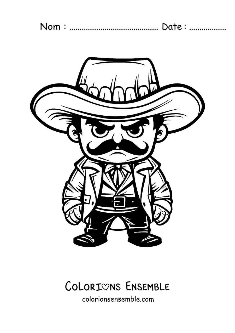 Image à colorier d’un dessin d’Emiliano Zapata