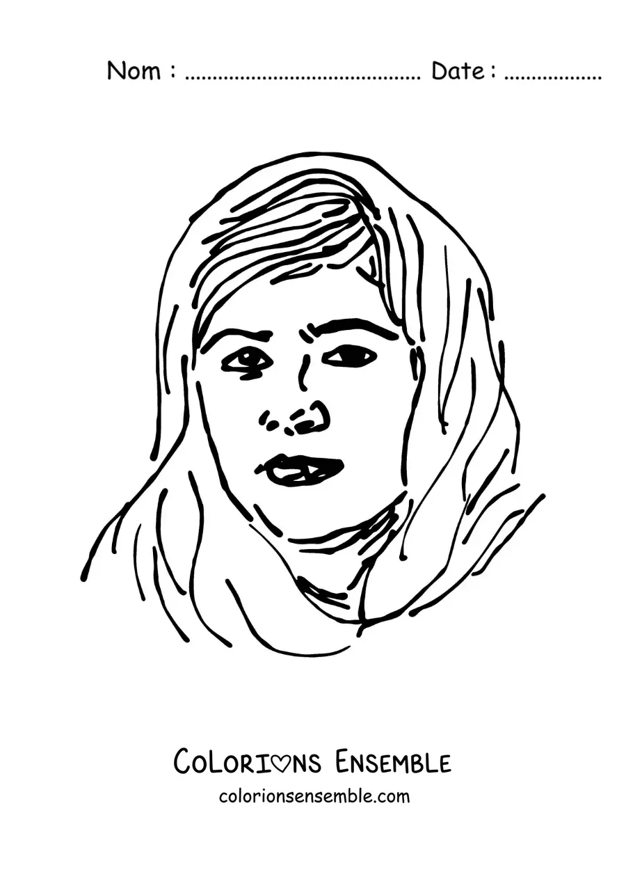 Image à colorier de Malala Yousafzai