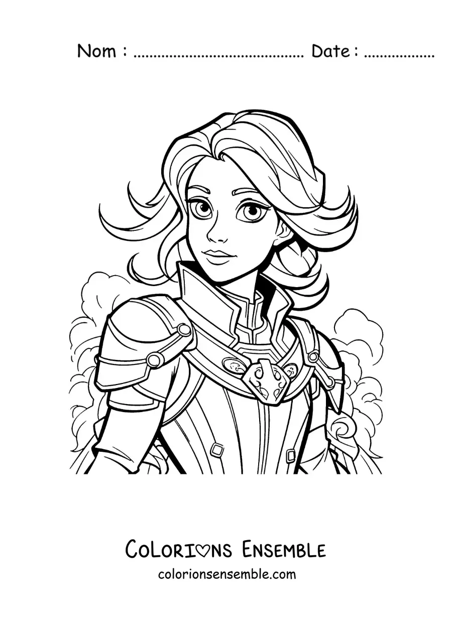 Image à colorier d'un dessin pour enfants de Jeanne d'Arc