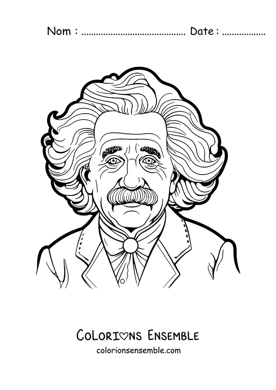 Image à colorier d'un dessin d'Albert Einstein