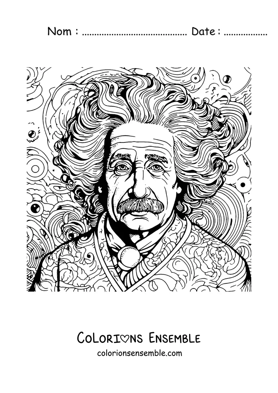 Image à colorier d'un portrait amusant d'Albert Einstein