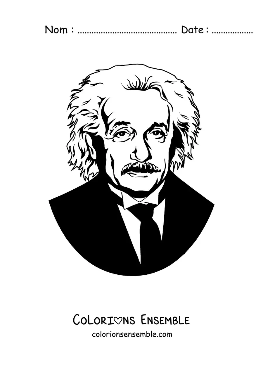 Image à colorier d'un portrait d'Albert Einstein