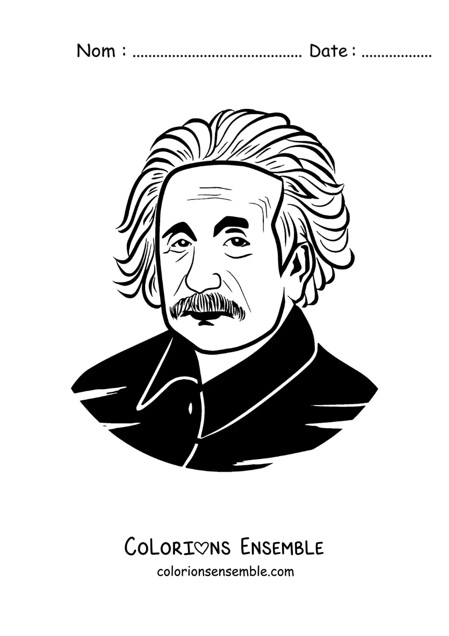 Image à colorier d'un portrait facile d'Albert Einstein