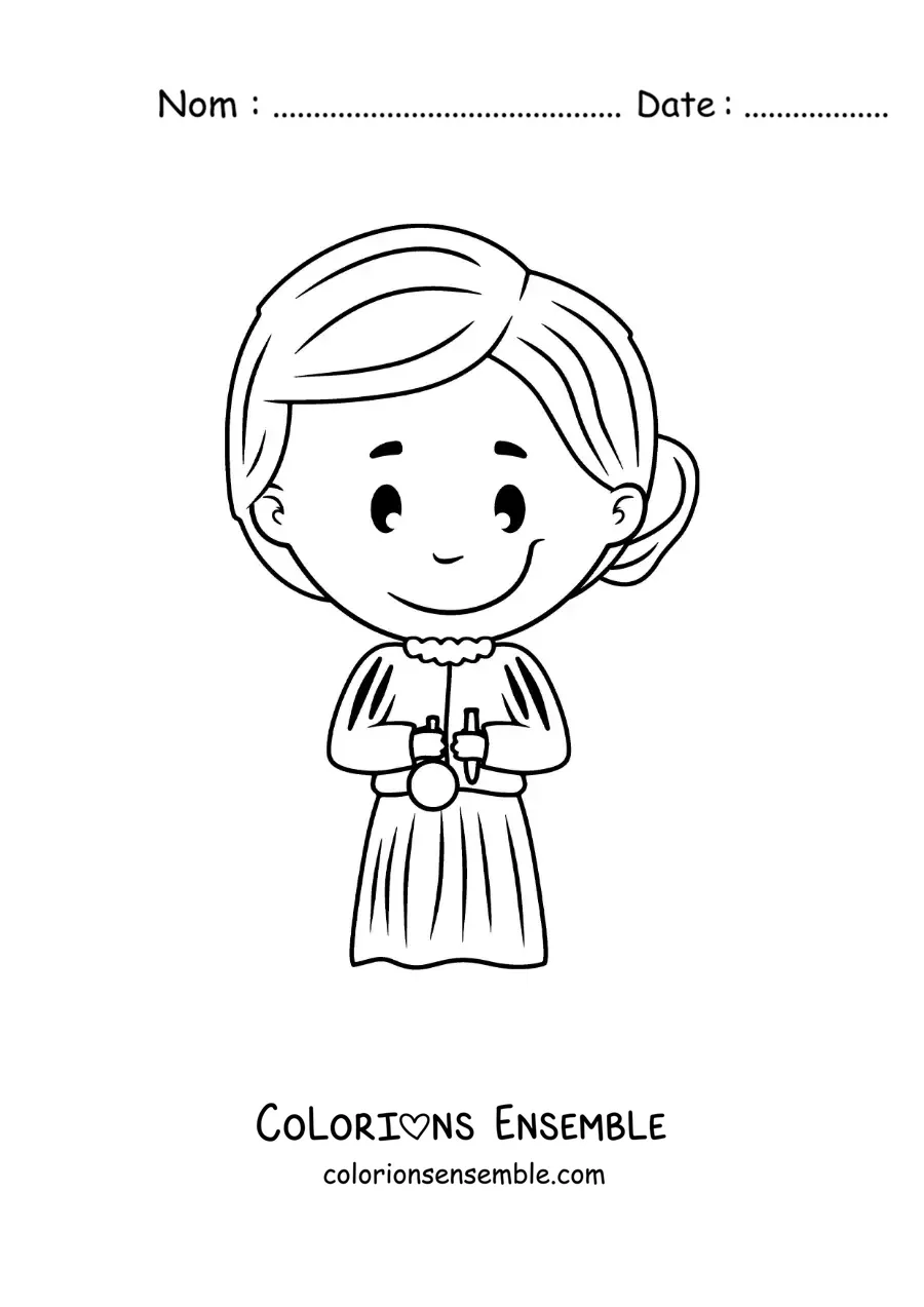 Image à colorier d'un dessin de Marie Curie