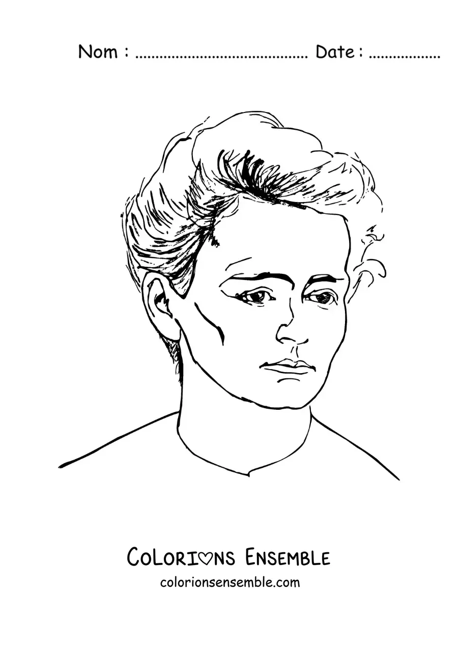Image à colorier d'un portrait de Marie Curie