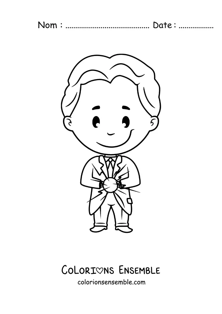 Image à colorier d'un dessin pour enfants de Nikola Tesla