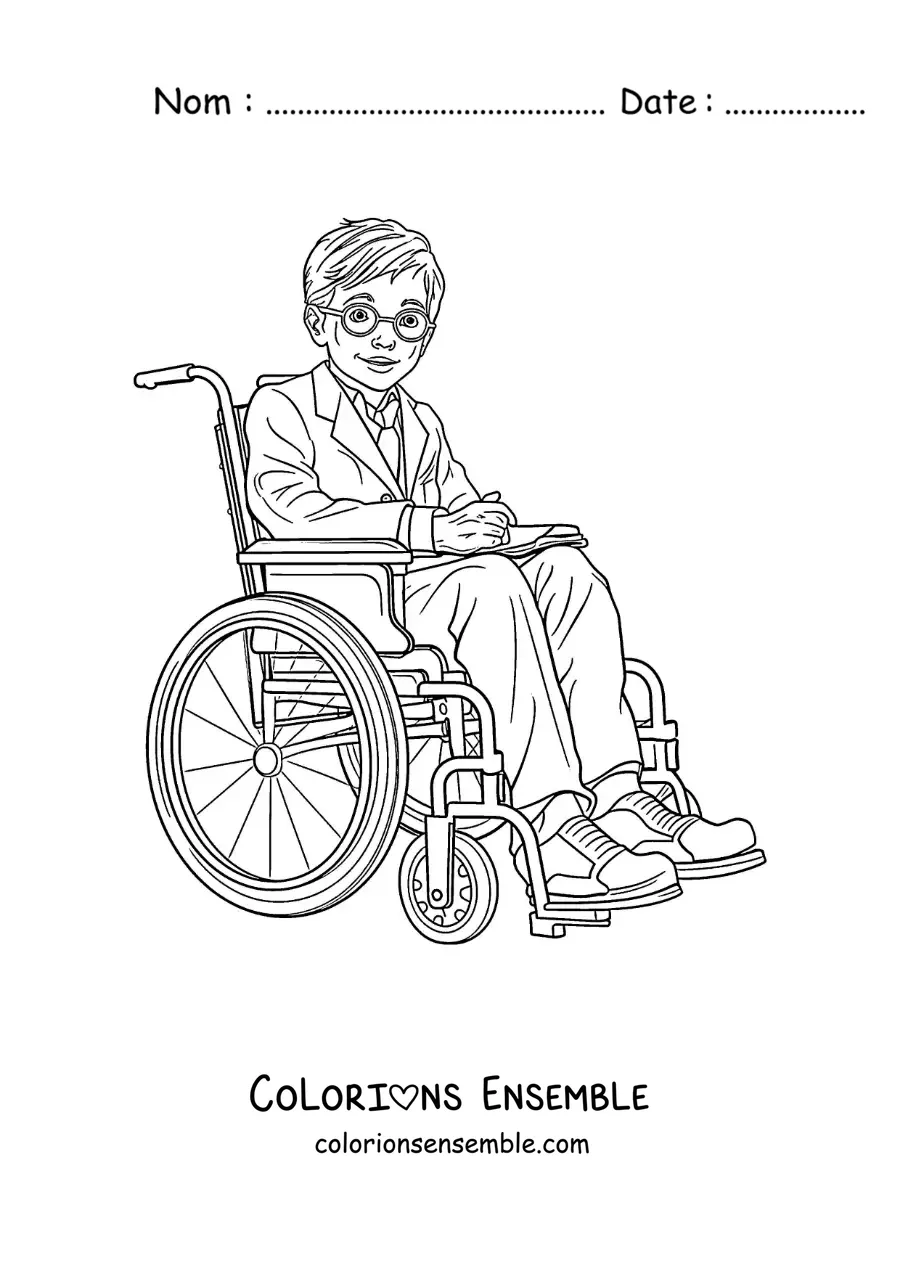 Image à colorier de Stephen Hawking en dessin animé