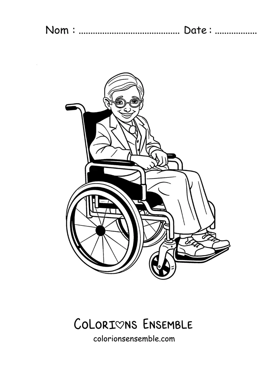 Image à colorier d'un dessin de Stephen Hawking