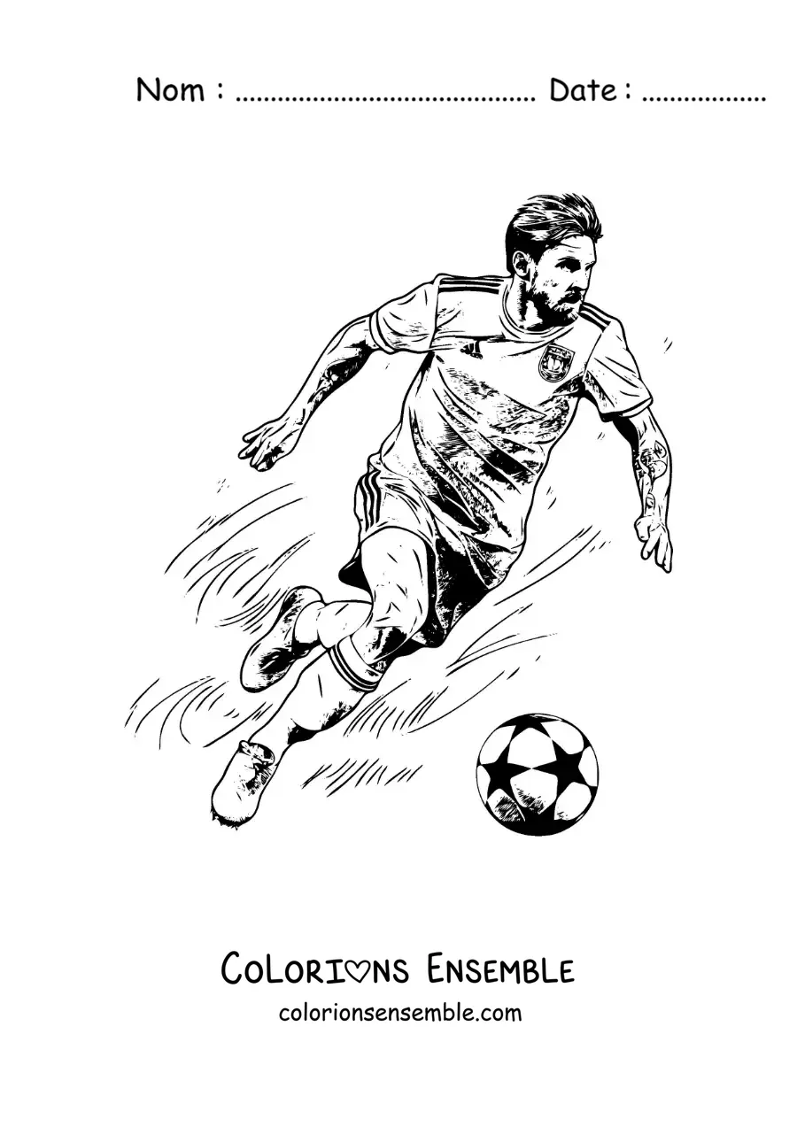 Image à colorier de Lionel Messi jouant au football