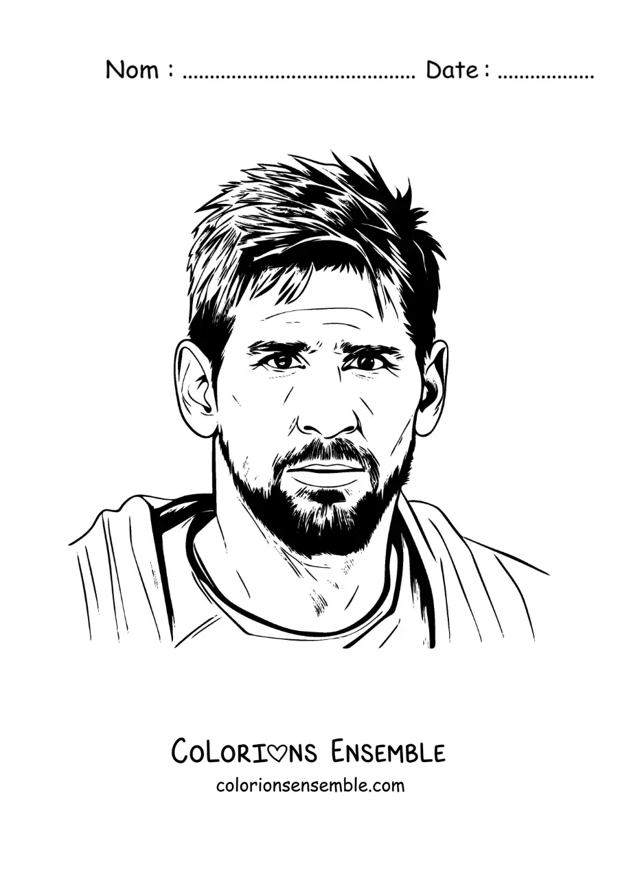 Image à colorier d'un portrait de Lionel Messi