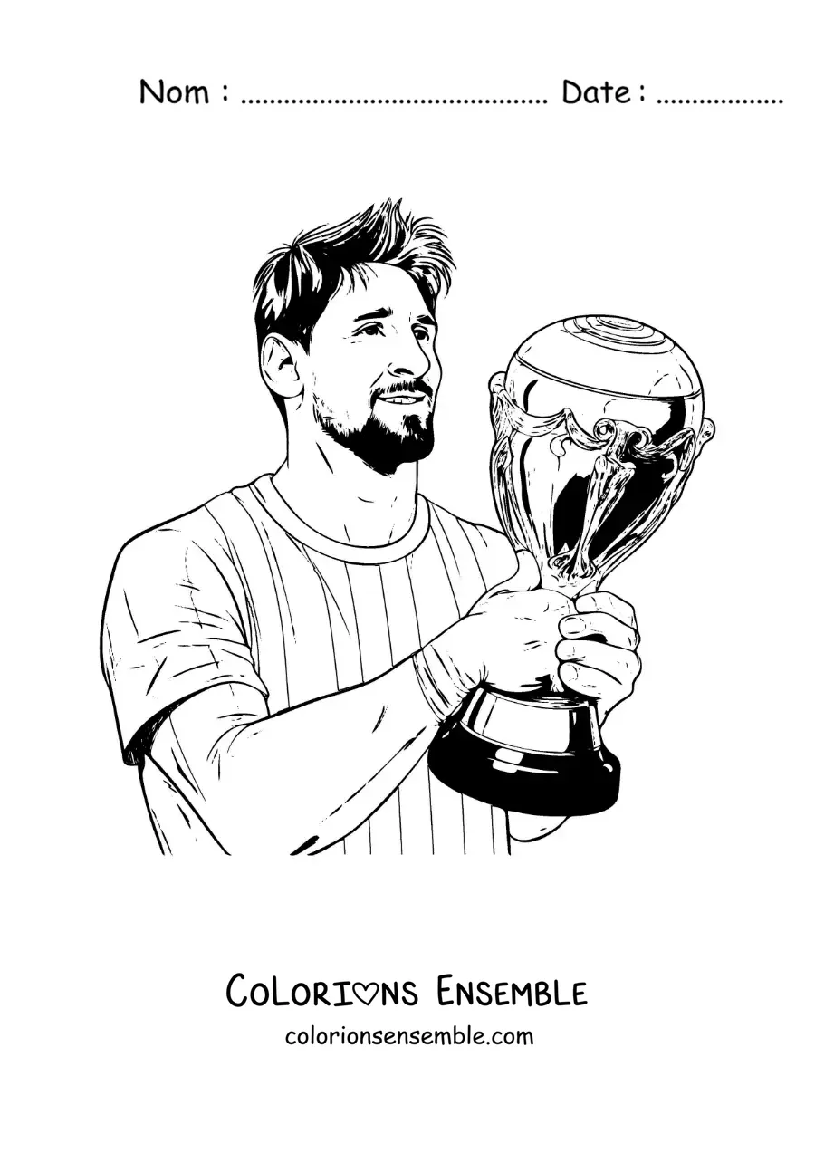 Image à colorier de Lionel Messi champion du monde
