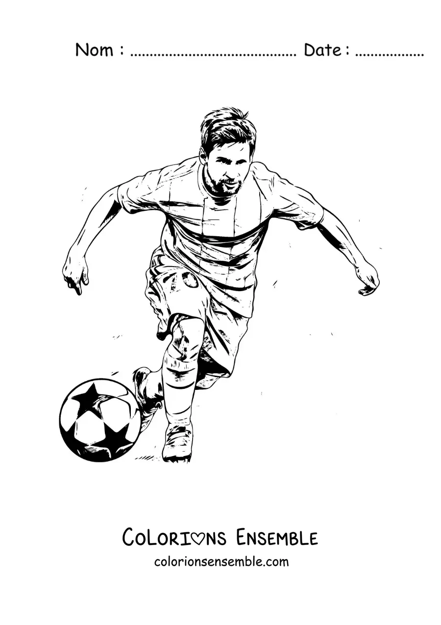 Image à colorier de Lionel Messi lors d'un match de football