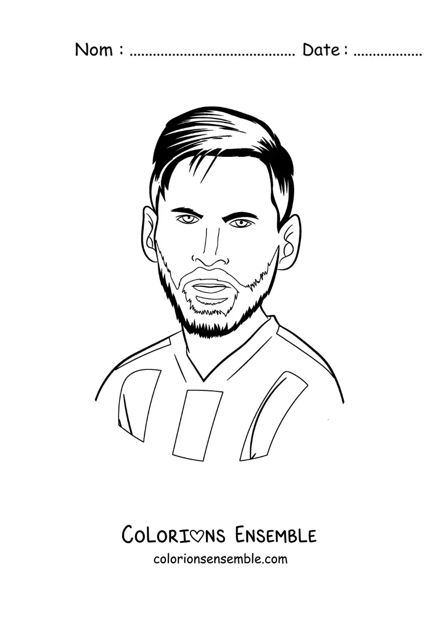 Image à colorier d'un dessin humoristique de Messi avec une barbe