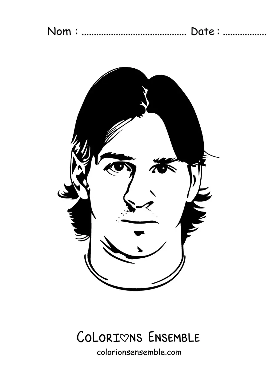 Image à colorier d'un portrait facile de Messi en dessin animé