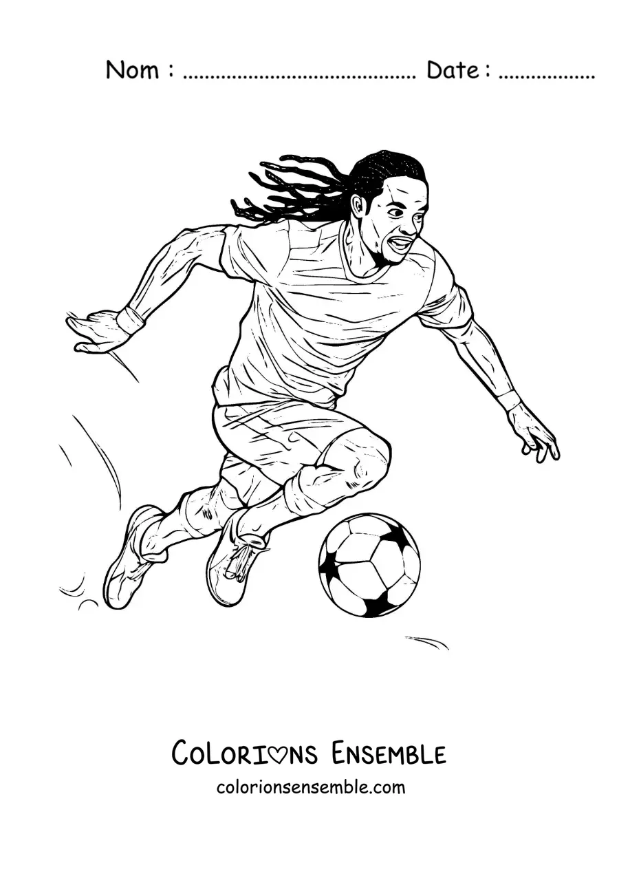 Image à colorier de Ronaldinho jouant au football