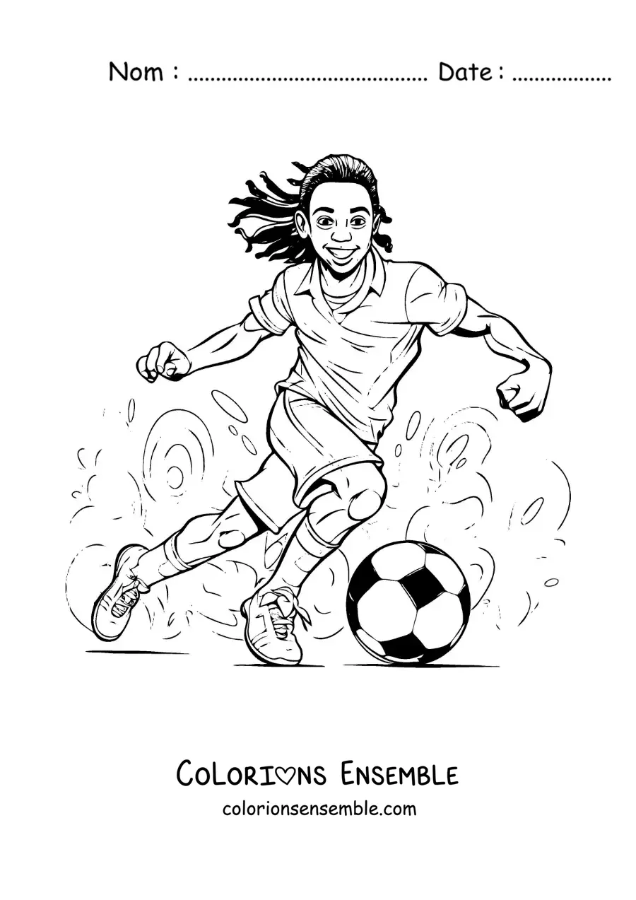Image à colorier de Ronaldinho en dessin animé, facile