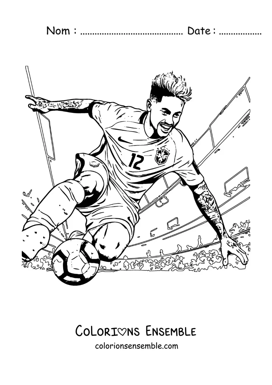 Image à colorier de Neymar marquant un but