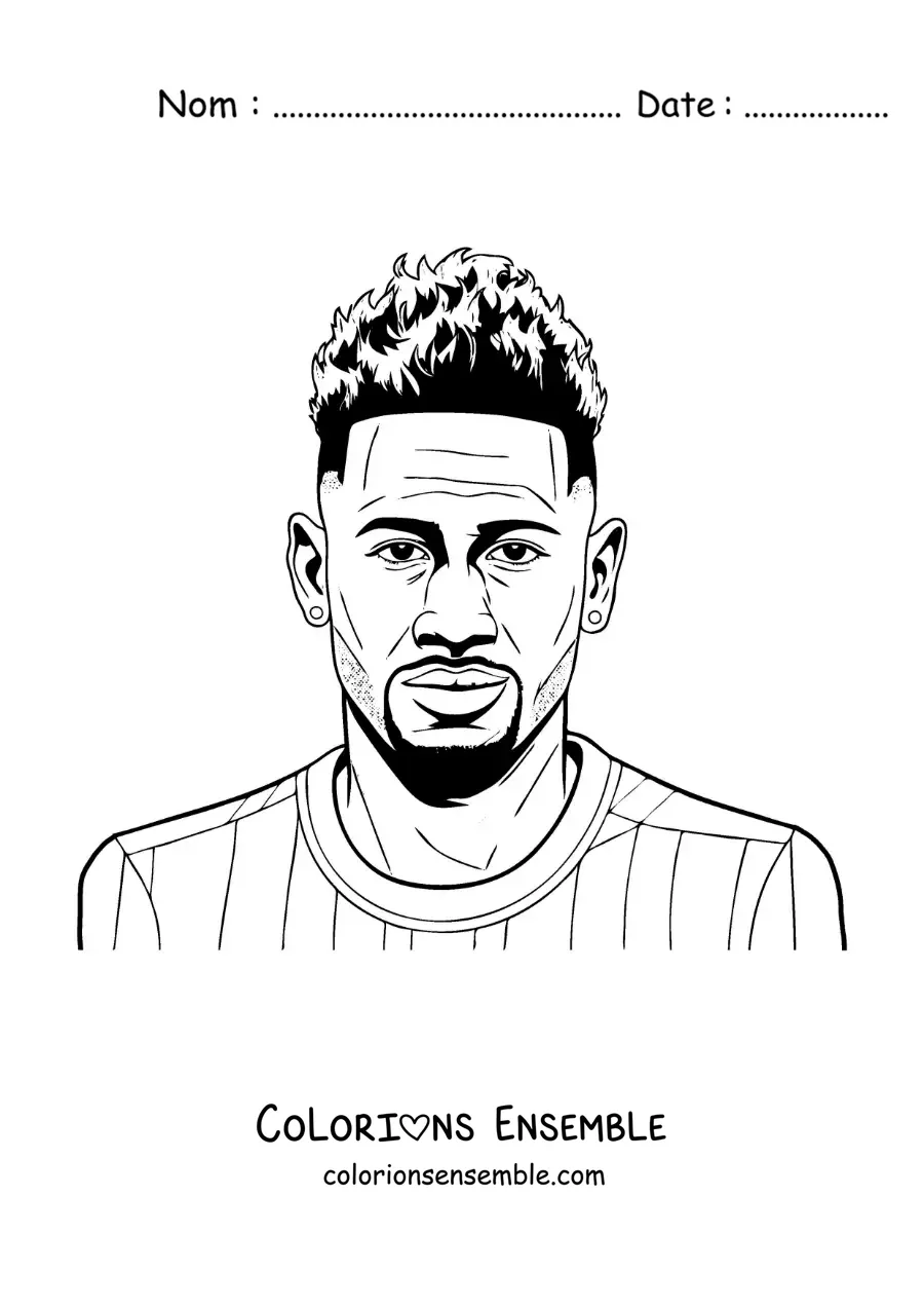 Image à colorier d’un portrait réaliste de Neymar