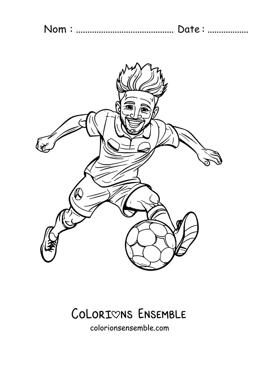 Image à colorier d’une caricature de Neymar