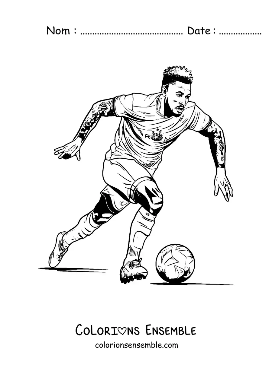 Image à colorier de Neymar pendant un match de football