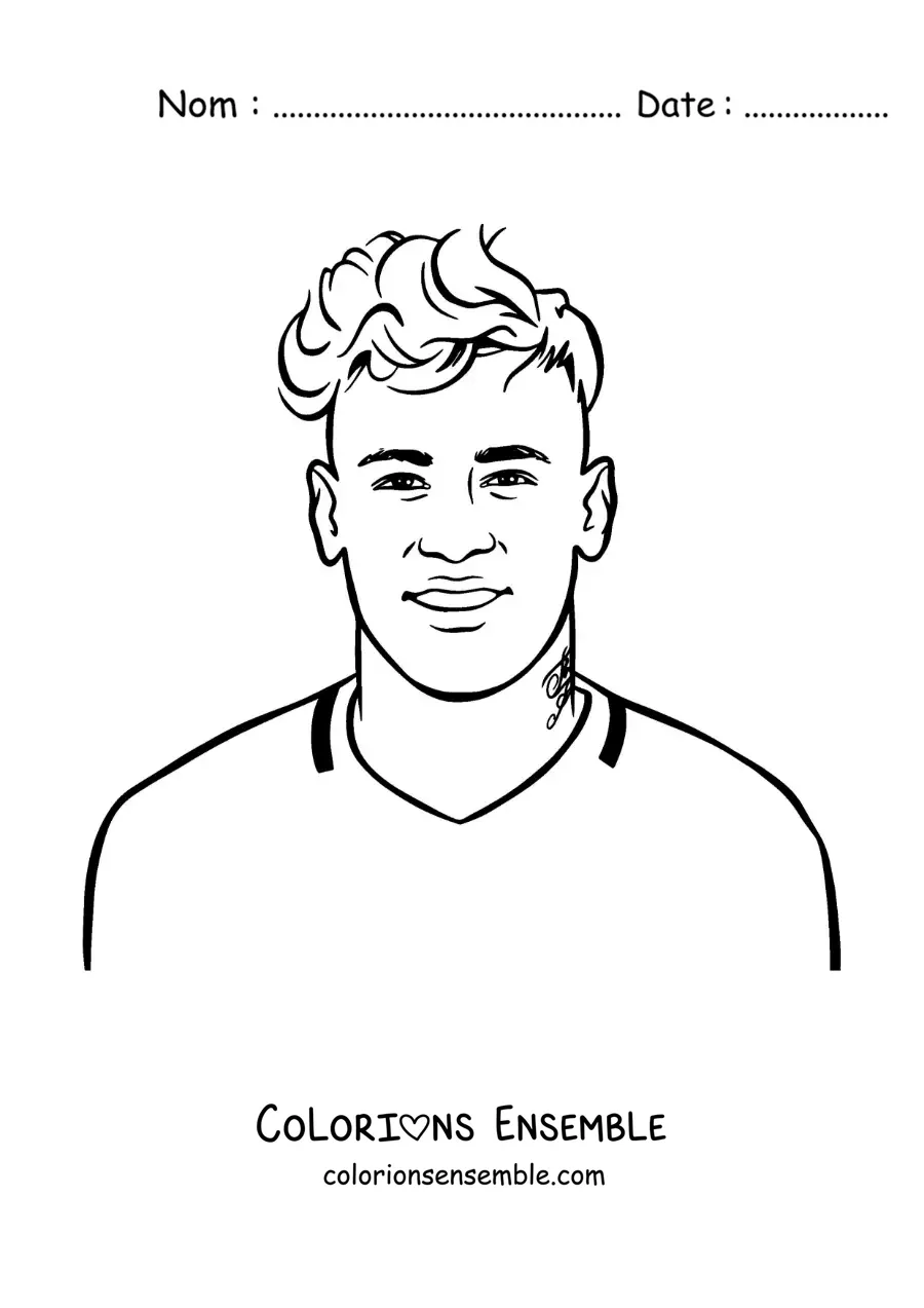 Image à colorier du jeune Neymar version dessin animé