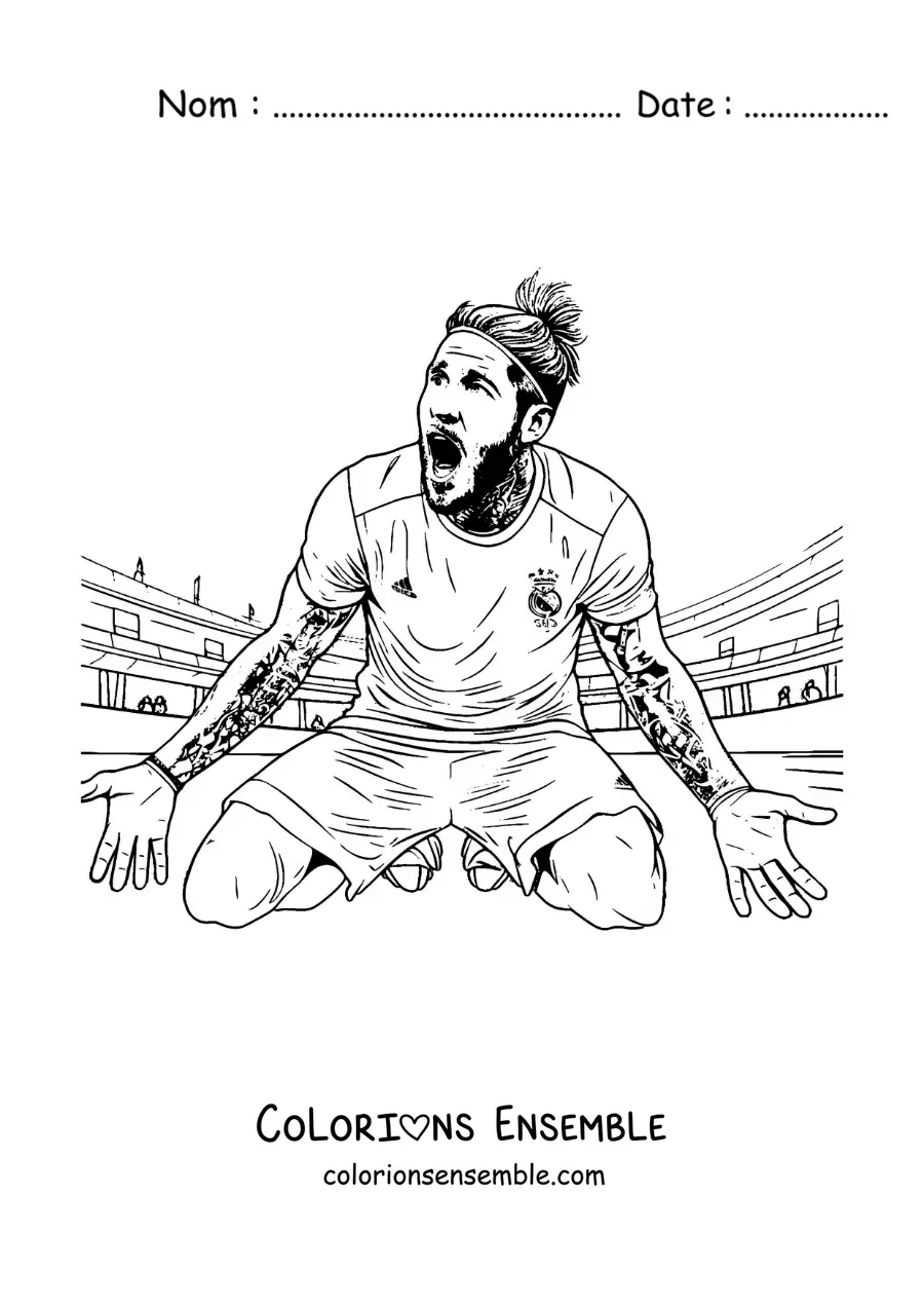 Image à colorier de Sergio Ramos célébrant un but