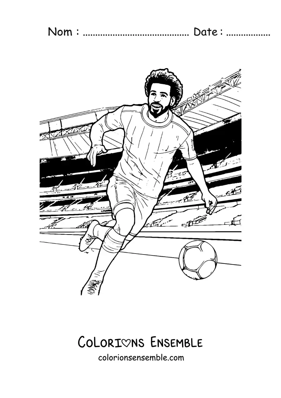 Image à colorier du joueur Mohamed Salah pendant un match de football