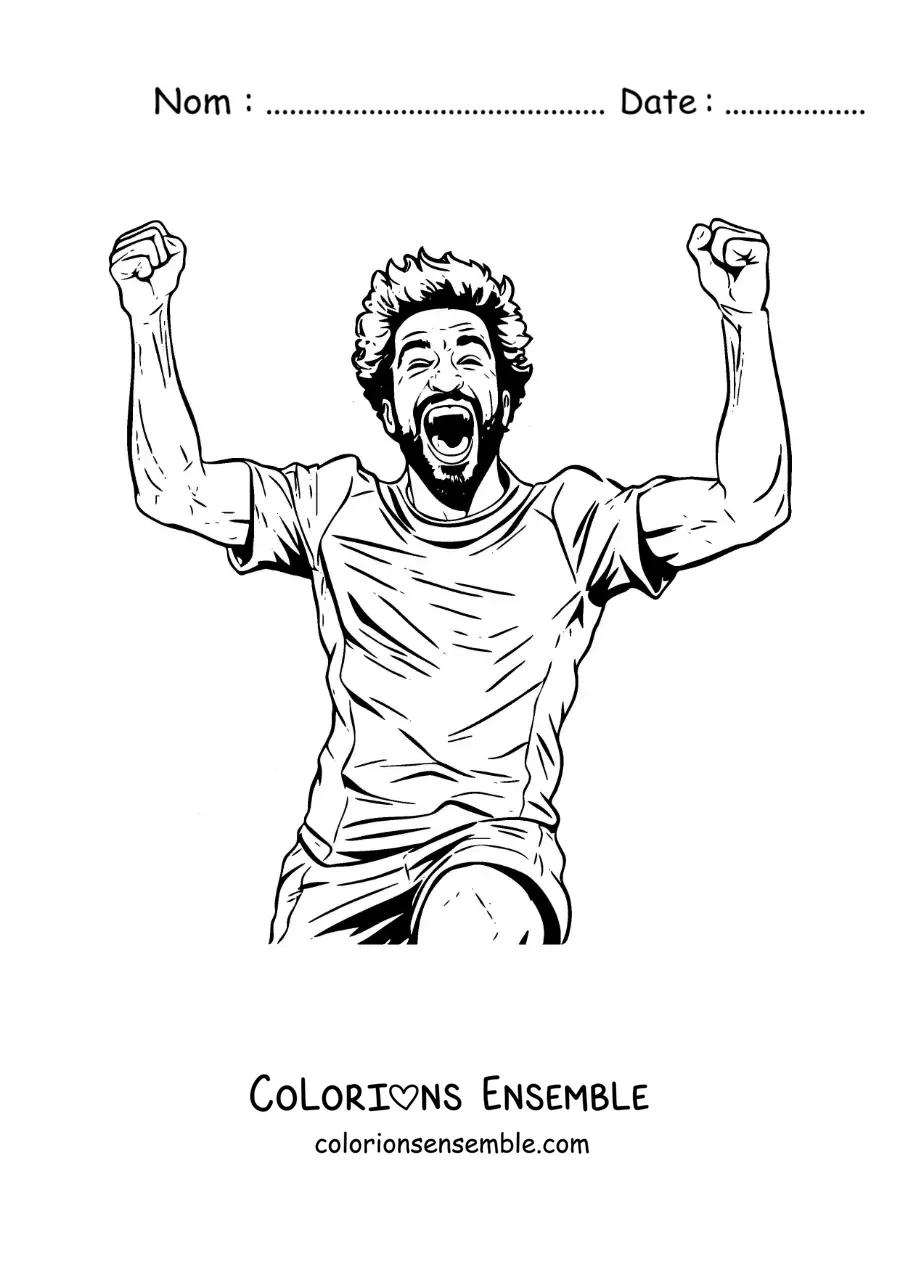 Image à colorier de Mohamed Salah célébrant un but