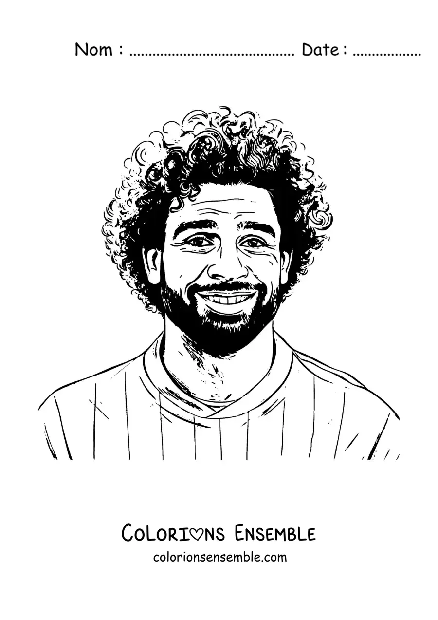 Image à colorier d’un portrait réaliste de Mohamed Salah