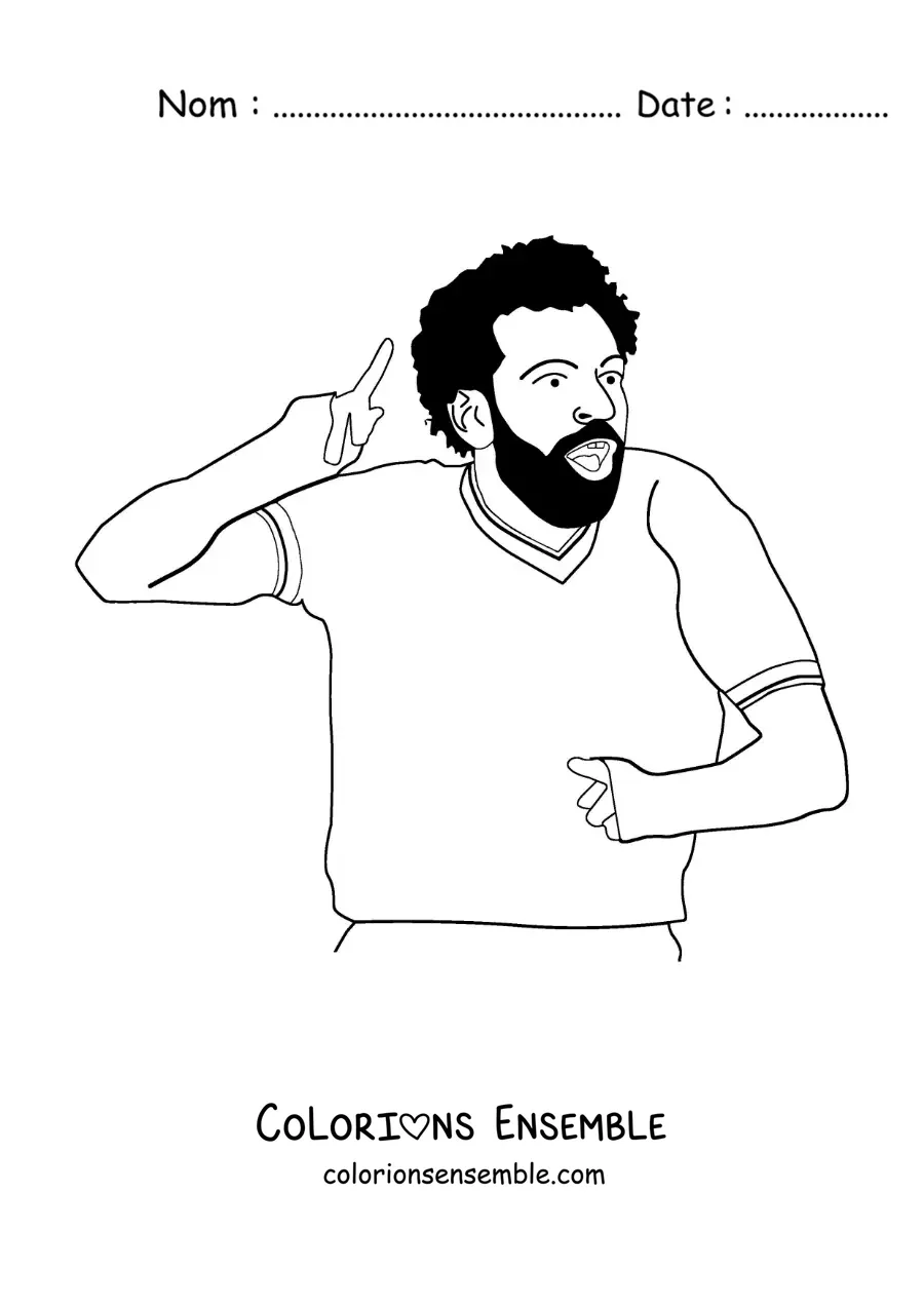 Image à colorier d’une caricature de Mohamed Salah