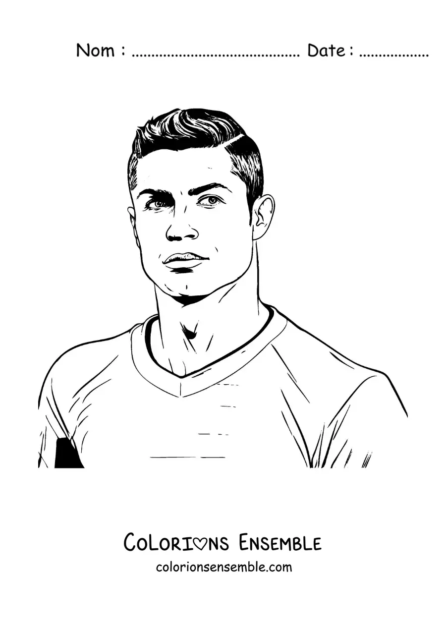 Image à colorier d’un portrait de Cristiano Ronaldo version dessin animé