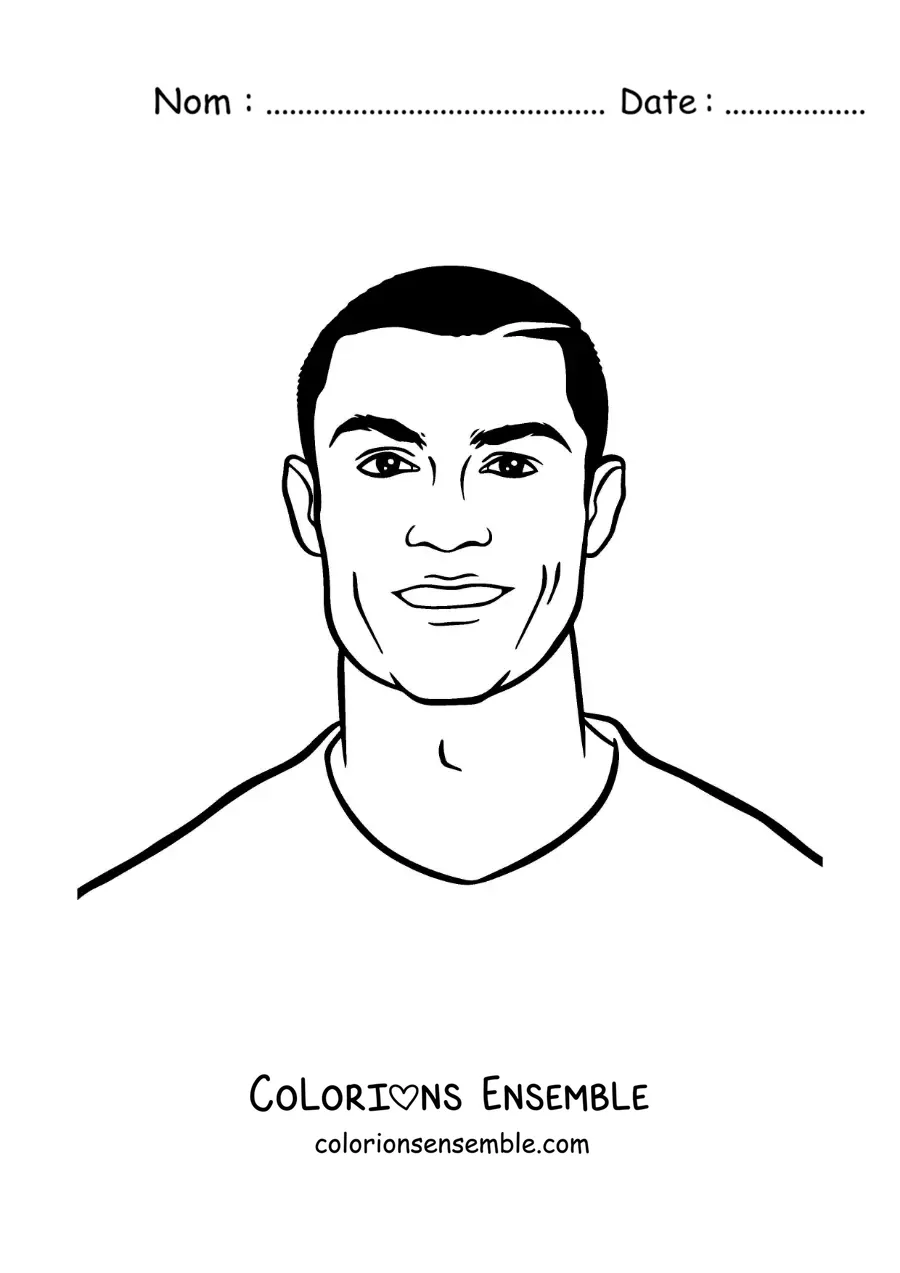Image à colorier d’un portrait facile de Cristiano Ronaldo