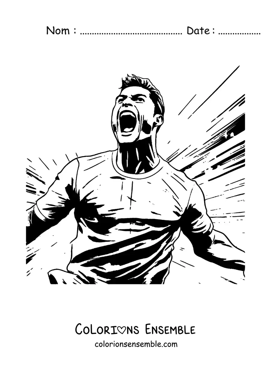 Image à colorier de Cristiano Ronaldo en train de célébrer