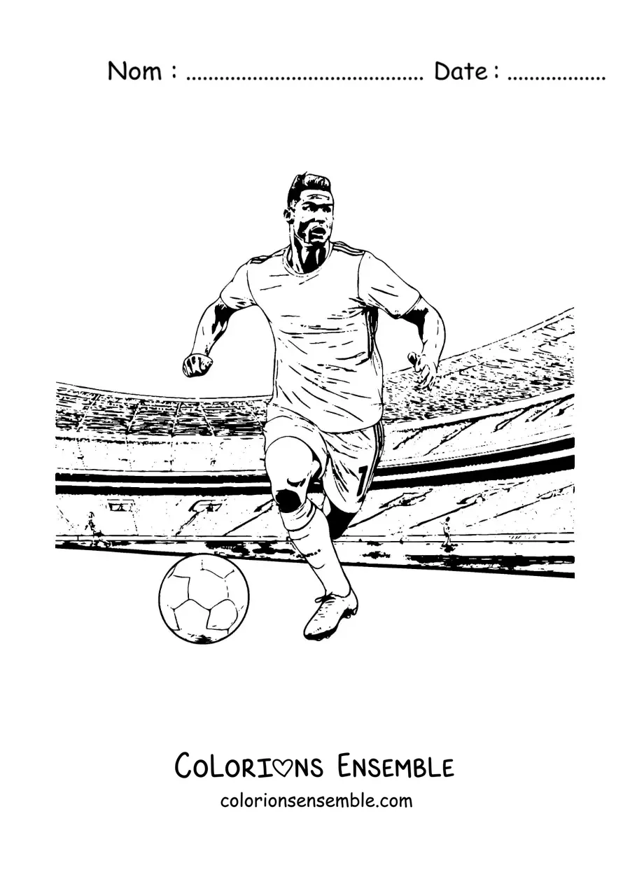 Image à colorier de Cristiano Ronaldo réaliste pendant un match de football