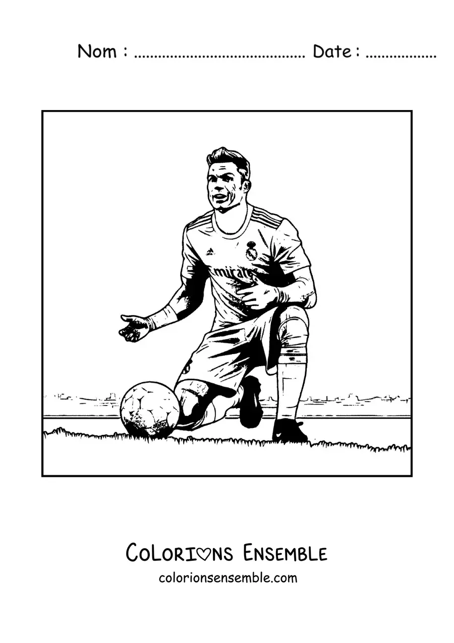 Image à colorier de Cristiano Ronaldo en colère pendant un match de football