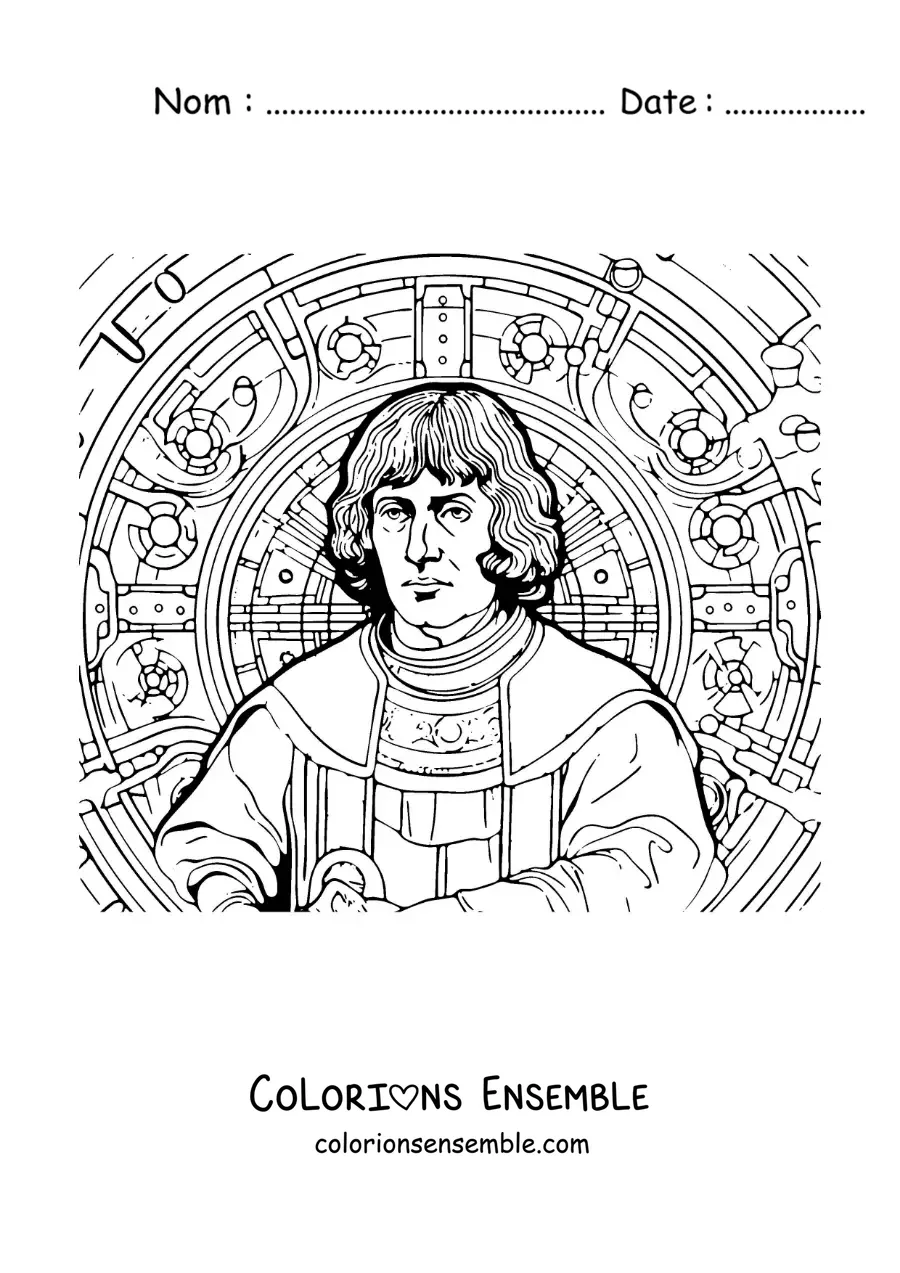 Image à colorier de Nicolas Copernic version dessin animé
