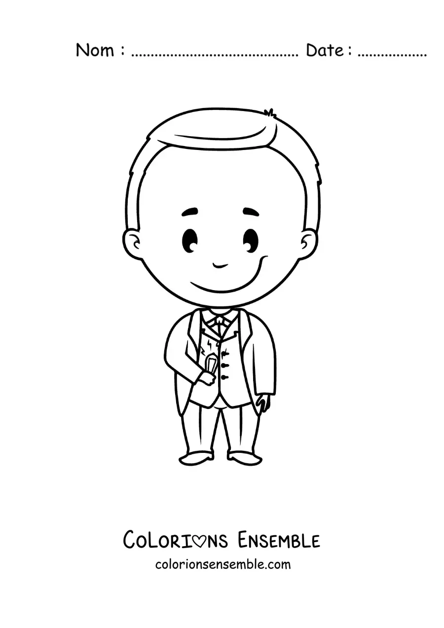 Image à colorier de Thomas Edison kawaii