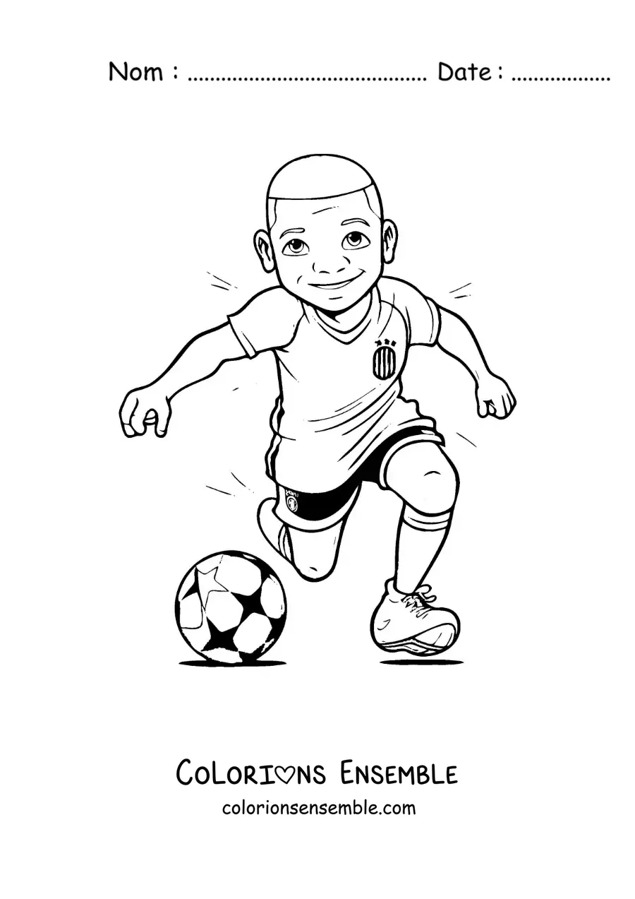Image à colorier d’une caricature de Kylian Mbappé