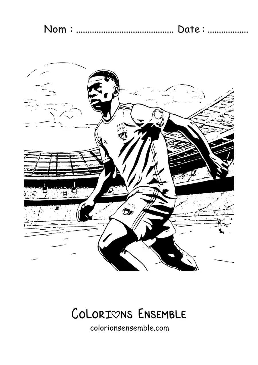Image à colorier de Kylian Mbappé pendant un match de football