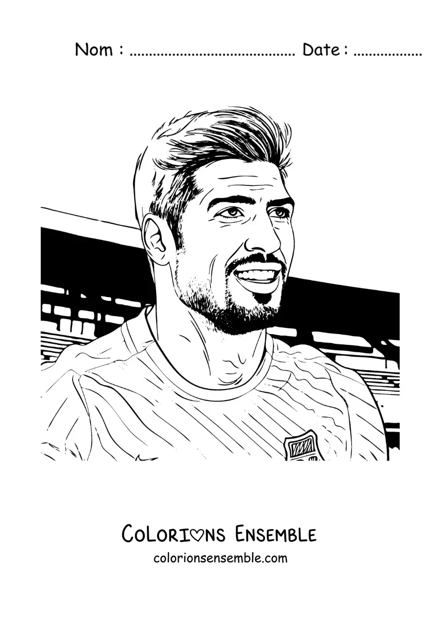 Image à colorier d’un portrait réaliste de Luis Suárez