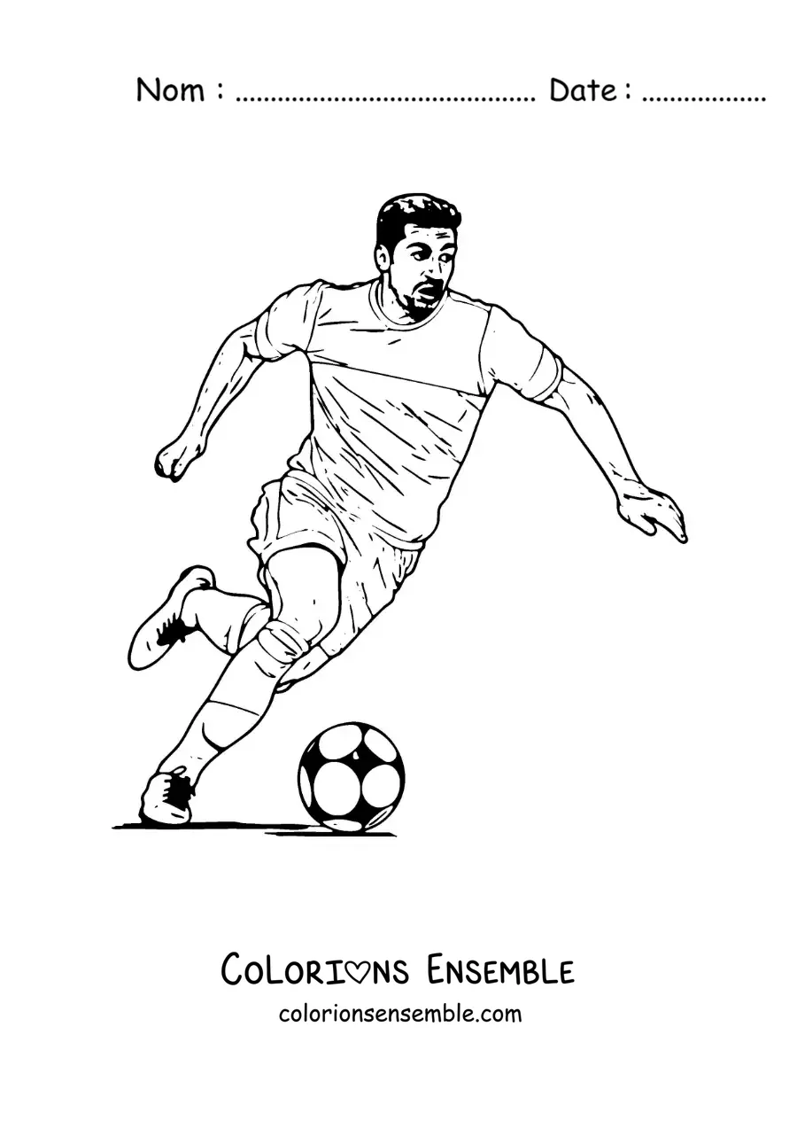 Image à colorier de Luis Suárez en train de jouer au football