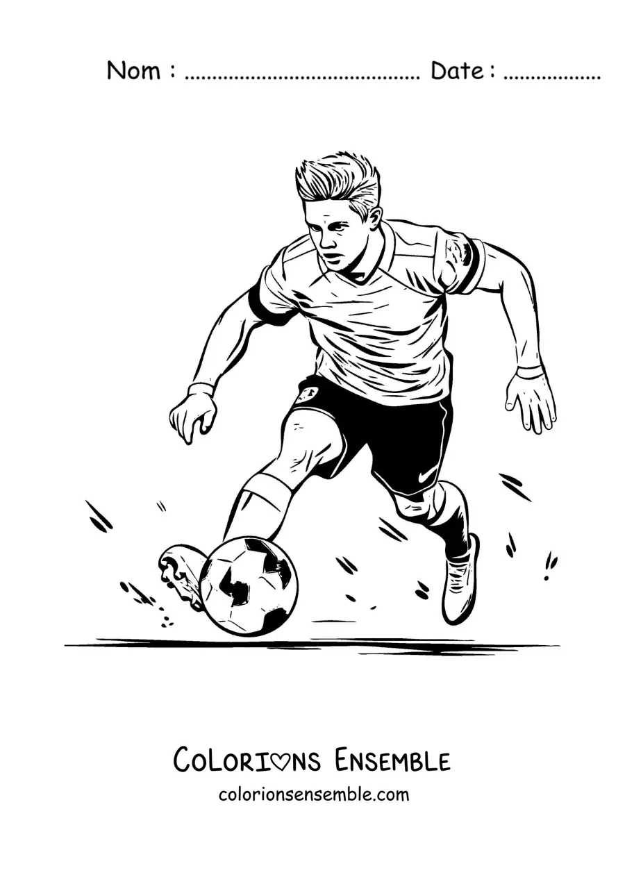 Image à colorier de Kevin De Bruyne en train de jouer au football