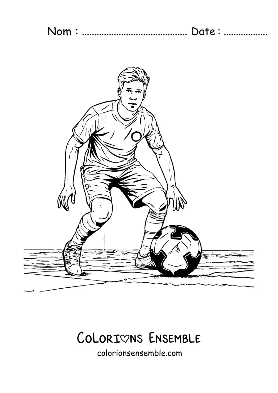 Image à colorier de Kevin De Bruyne pendant un match de football