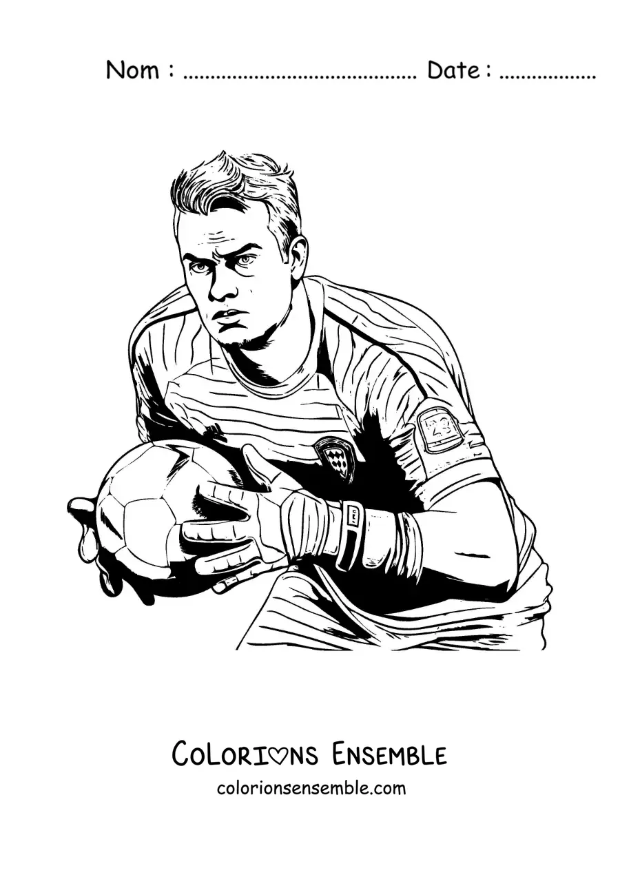 Image à colorier de Manuel Neuer jouant au football comme gardien de but