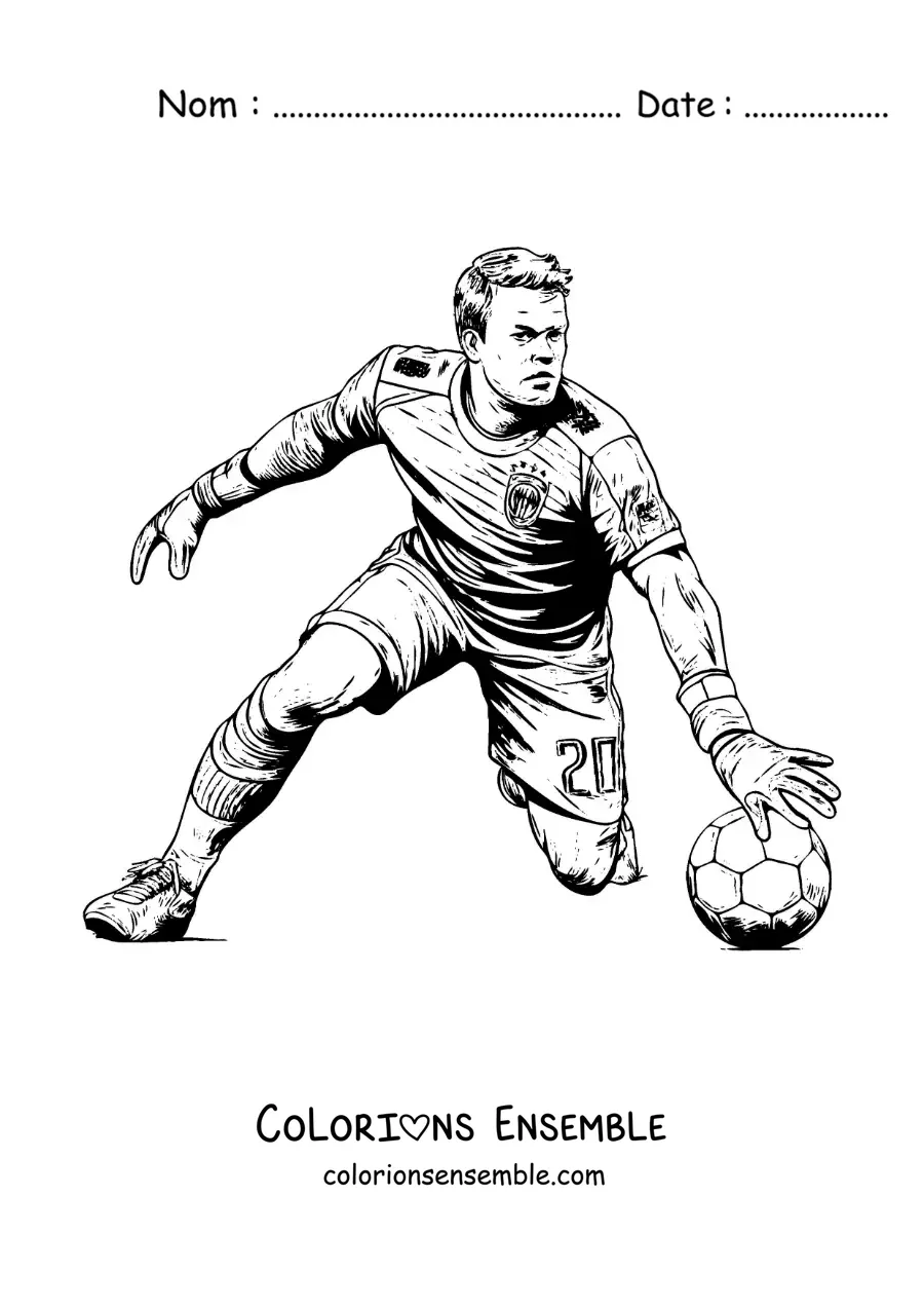 Image à colorier du gardien Manuel Neuer version dessin animé