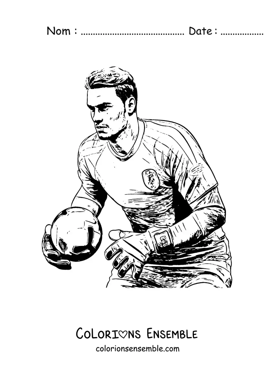 Image à colorier de Manuel Neuer en train de jouer au football