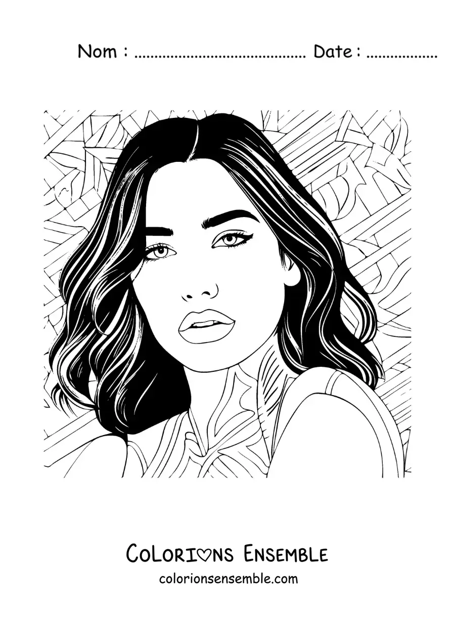Coloriage d’un portrait de Dua Lipa