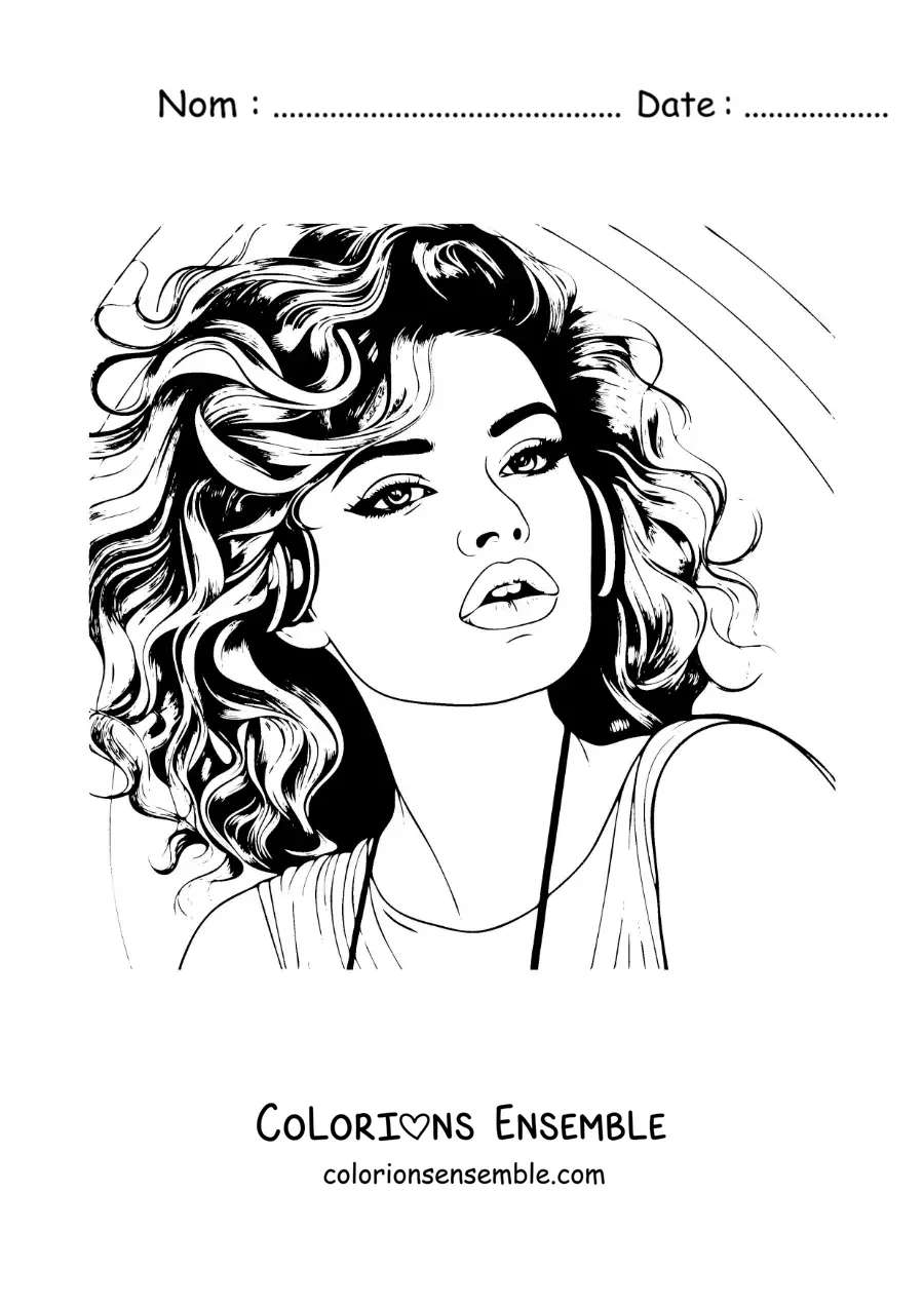 Coloriage d’un portrait de Selena Gomez