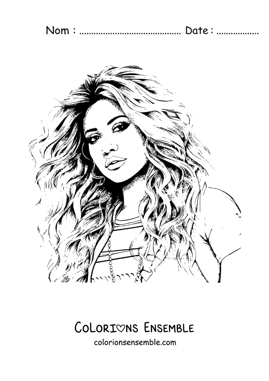 Coloriage d’un portrait réaliste de Shakira