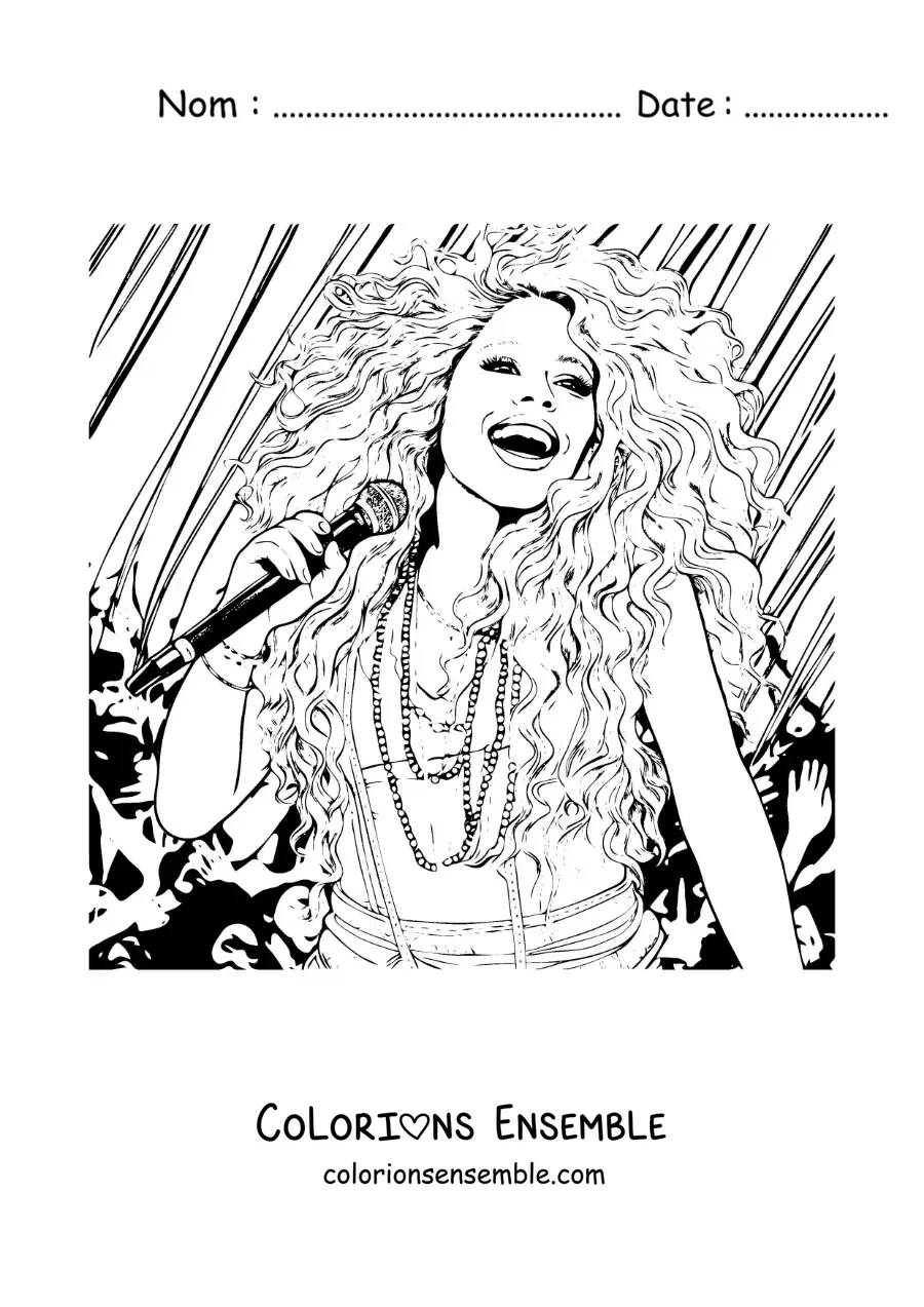 Coloriage de Shakira en train de chanter en concert